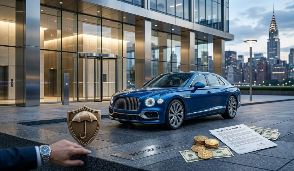 car protected under transparent shield representing full coverage auto insurance protection in US