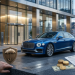 car protected under transparent shield representing full coverage auto insurance protection in US