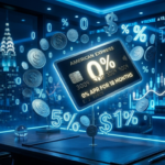 0 percent APR credit card concept with glowing zero interest symbol and financial graphics backgroun